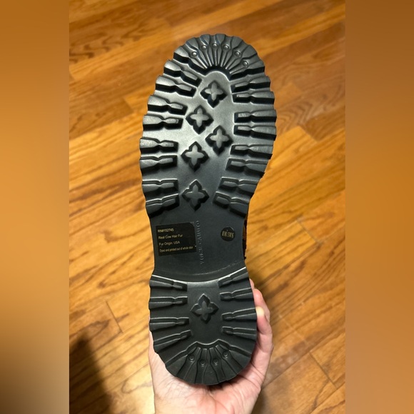 NWT NIB Vince Camuto Mindinta Calf Hair Combat Boot Leopard Print Brown Size 8 - Picture 9 of 10